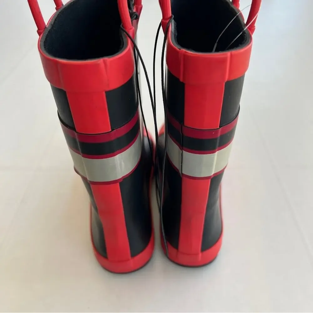 Kids Fire Chief Rain Boots - Red & Black